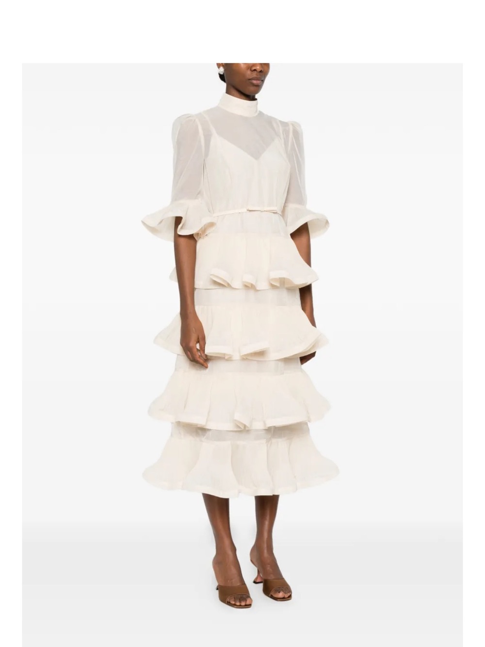 PLEATED SLEEVED MIDI DRESS - Picture 3 of 5
